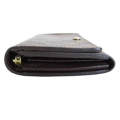 Louis Vuitton Louis Vuitton Bi-Fold Wallet Damier Portefeuille Tresor Canvas Brown Gold