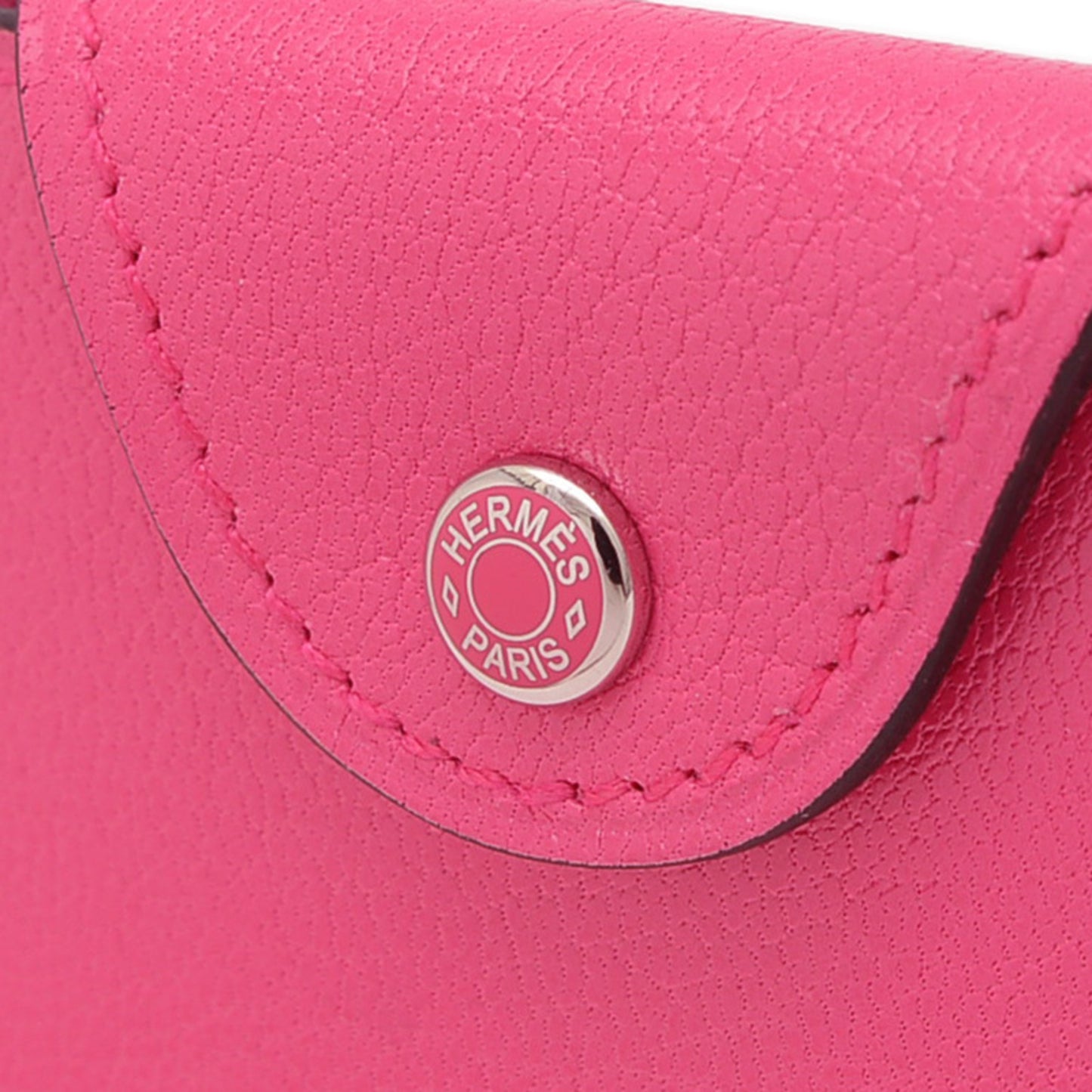 Hermes Ilias Business Card Holder/Card Case Evercolor Fuchsia Pink W Engraved