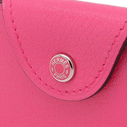Hermes Ilias Business Card Holder/Card Case Evercolor Fuchsia Pink W Engraved