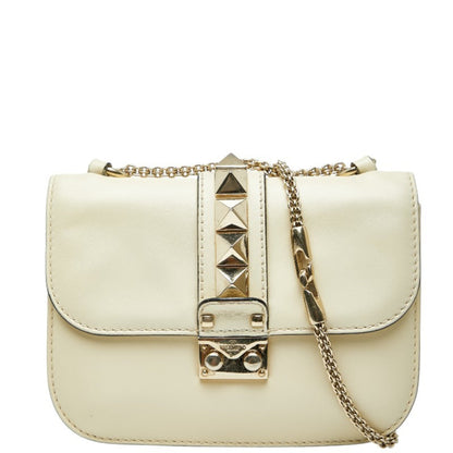 Valentino Studded Chain Shoulder Bag In White