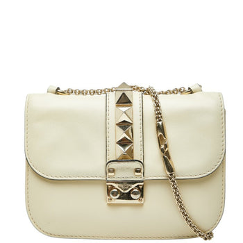 Valentino Studded Chain Shoulder Bag In White