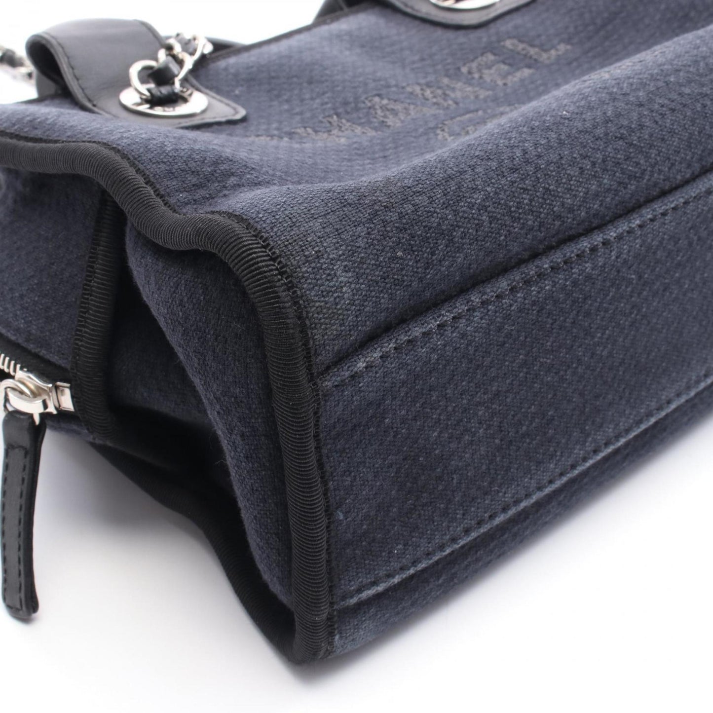 Chanel Deauville Bowling Bag Shoulder Canvas Leather