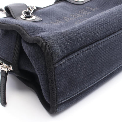 Chanel Deauville Bowling Bag Shoulder Canvas Leather