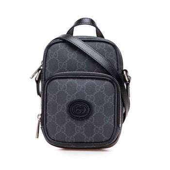 Gucci Interlocking G Shoulder Bag 672952 Black Pvc Leather