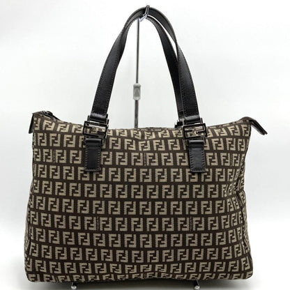 Fendi Zucchino Handbag Tote Bag In Brown Canvas