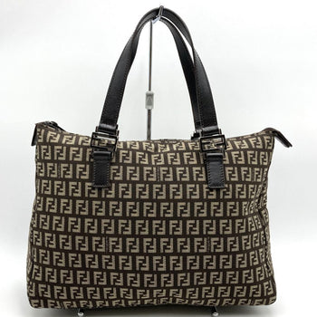 Fendi Zucchino Handbag Tote Bag In Brown Canvas