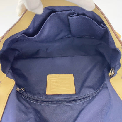Coach Beige Brown Silver Hardware Leather Shoulder Bag