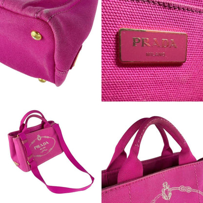Prada Canapa Canvas Handbag Shoulder Bag Pink