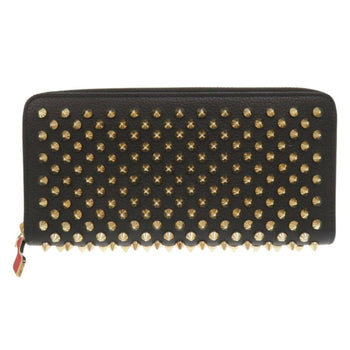 Like New Christian Louboutin Panettone Leather Round Long Wallet In Black And Gold