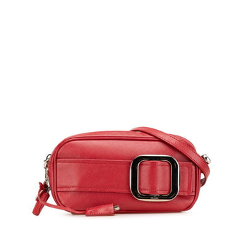 Prada Buckle Crossbody Shoulder Bag In Red Saffiano Leather