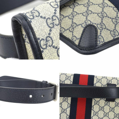 Gucci Waist Bag Belt Gg Marmont Supreme Canvas Navy Silver
