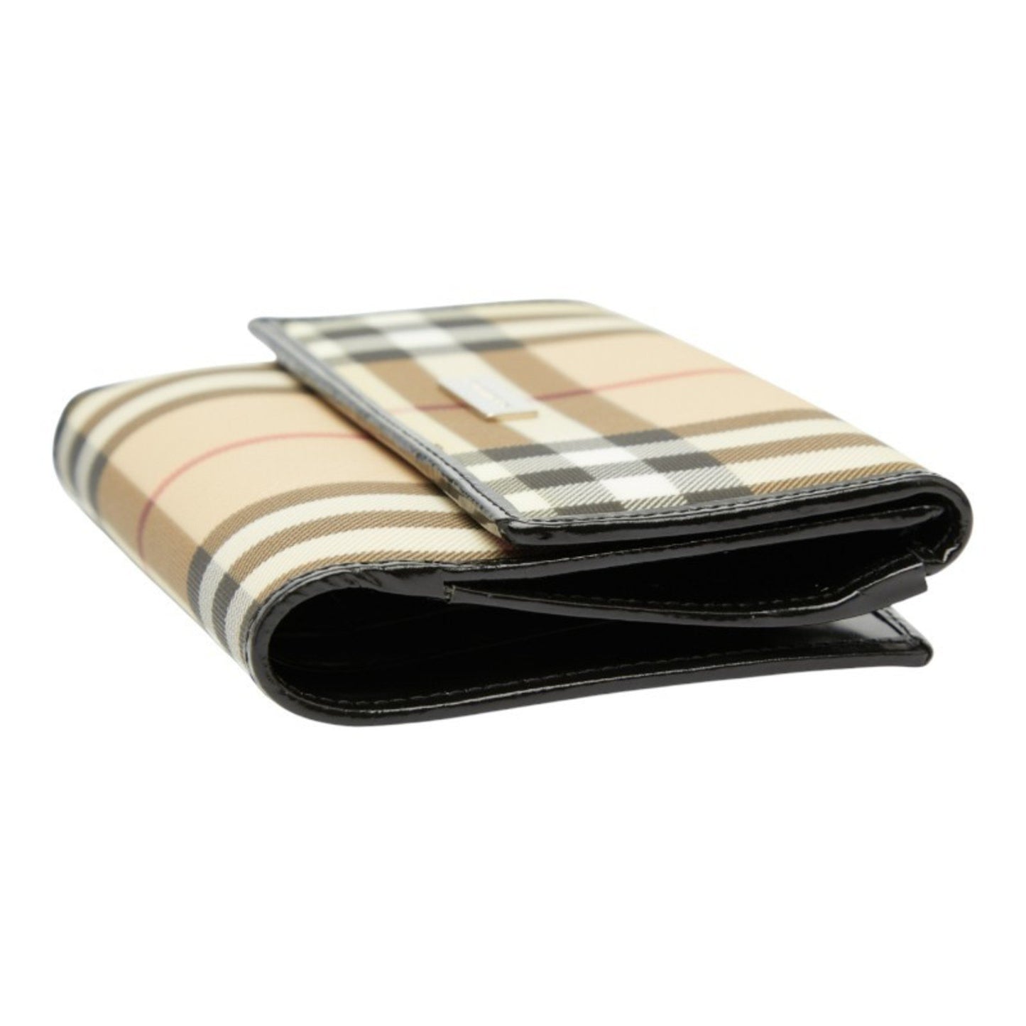 Burberry Nova Check Bifold Wallet In Beige And Black Leather
