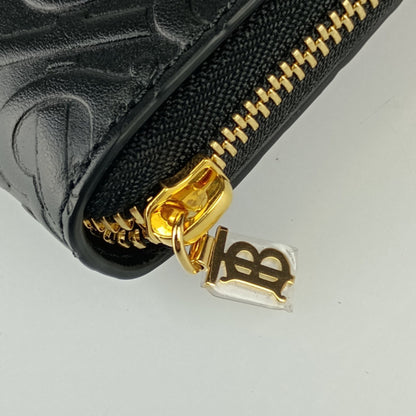 Burberry Burberry Long Wallet Zip Tb Monogram 8011601 Black Embossed Leather
