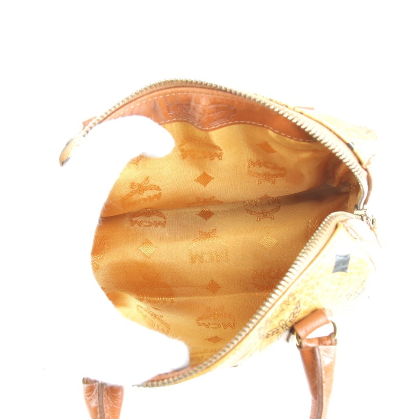 Mcm Visetos 010 Boston Bag Leather Brown