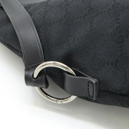 Gucci Gg Canvas Shoulder Bag In Black Leather