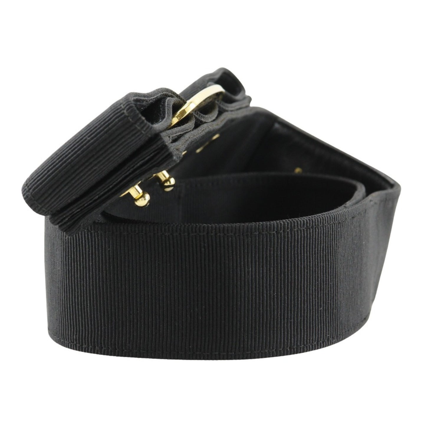 Salvatore Ferragamo Vara Ribbon Belt 8046 Canvas X Gold Plated Black / Vala