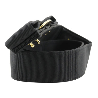 Salvatore Ferragamo Vara Ribbon Belt 8046 Canvas X Gold Plated Black / Vala