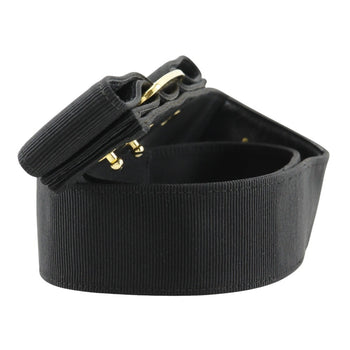 Salvatore Ferragamo Vara Ribbon Belt 8046 Canvas X Gold Plated Black / Vala