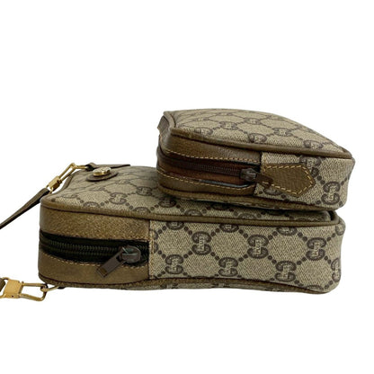 Gucci Old Gucci Vintage Plus Logo Leather Mini Shoulder Bag Pochette Brown 21335