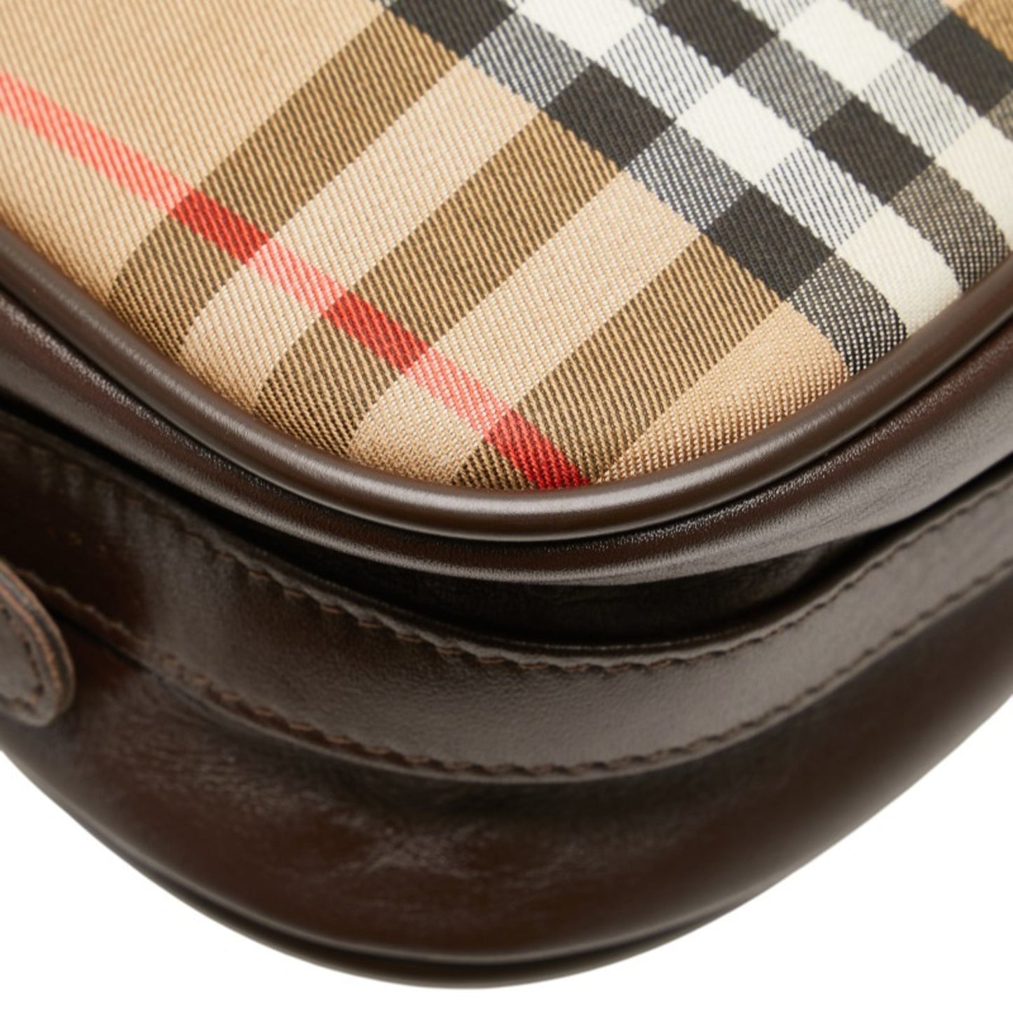 Burberry Nova Check Shadow Horse One-Shoulder Bag In Beige Multicolor Canvas