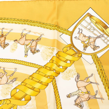 Hermes Herms Carr 90 Les Allvres Dv Cheval Horse Ribbon Scarf