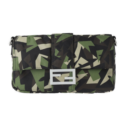 Fendi Mamma Bucket Camouflage Shoulder Bag 7V72 Nylon Leather Green Beige Black Waist Clutch 3Way