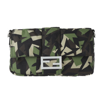 Fendi Mamma Bucket Camouflage Shoulder Bag 7V72 Nylon Leather Green Beige Black Waist Clutch 3Way
