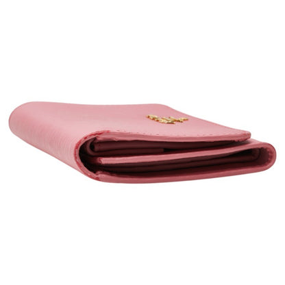 Prada Tri-Fold Wallet Pink Leather