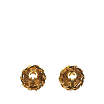Chanel Coco Mark Round Rhinestone Earrings