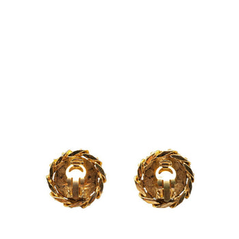 Chanel Coco Mark Round Rhinestone Earrings