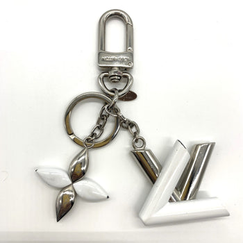 Louis Vuitton Keyring Monogram Flower Twist Keychain White X Silver Louis Vuitton