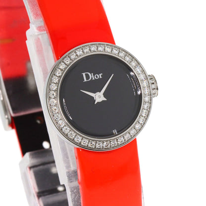 Christian Dior Cd040110 La Mini D Deux Diamond Watch In Stainless Steel/Leather