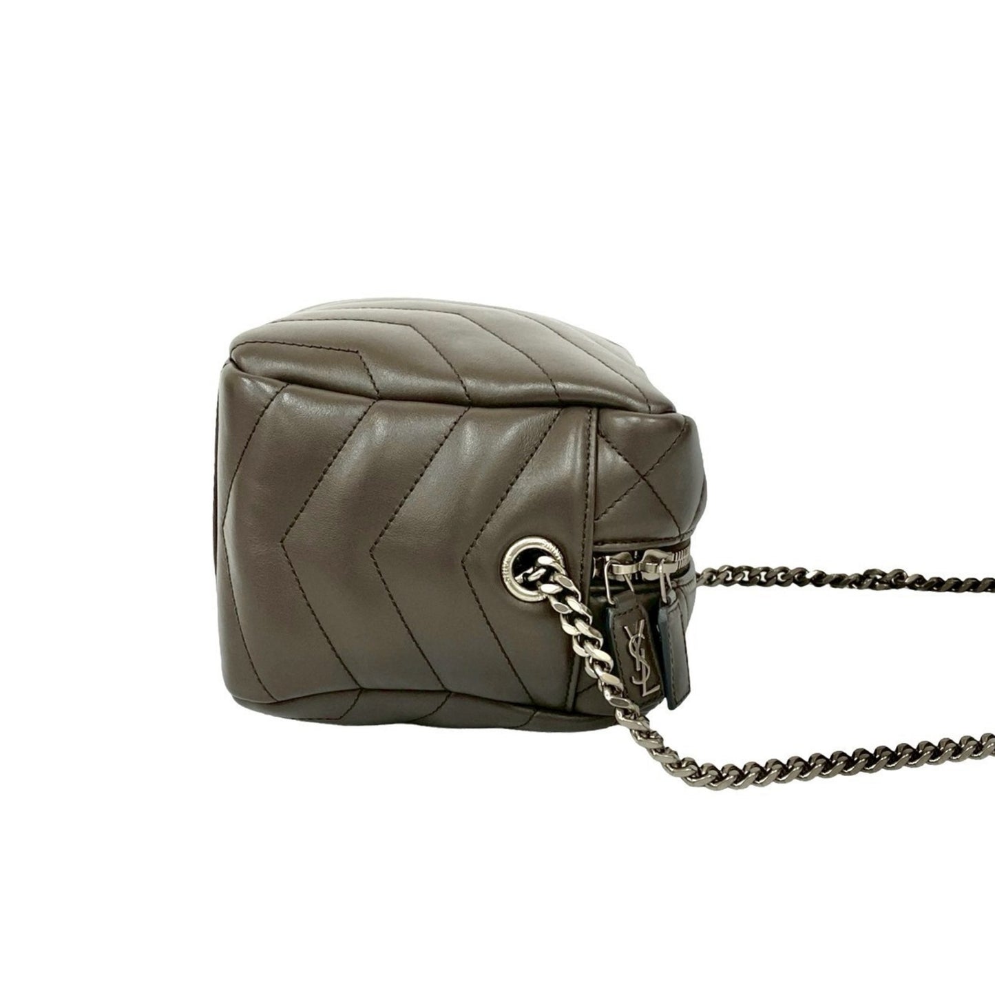 Yves Saint Laurent Saint Laurent Paris Lulu Ysl Logo Leather Chain Shoulder Bag Gray 91106