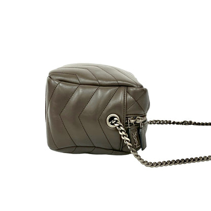 Yves Saint Laurent Saint Laurent Paris Lulu Ysl Logo Leather Chain Shoulder Bag Gray 91106