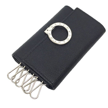 Bvlgari Clip Key Case 38900 Grain Leather Black