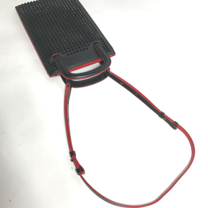 Christian Louboutin Spike Studs Clutch Bag Hand Bag Crossbody Pochette Shoulder Bag Black Red