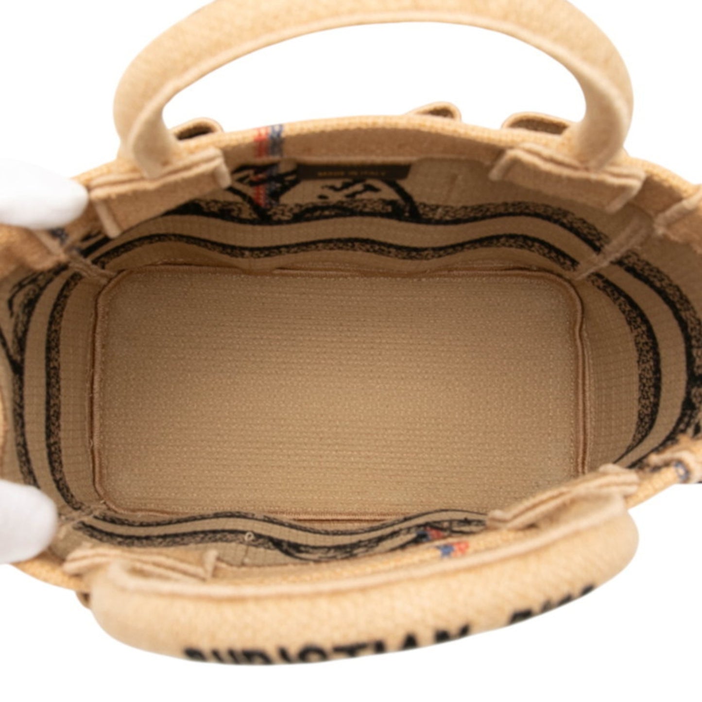 Christian Dior Dior Catherine Small Handbag Tote Bag Beige Multicolor Canvas Jute