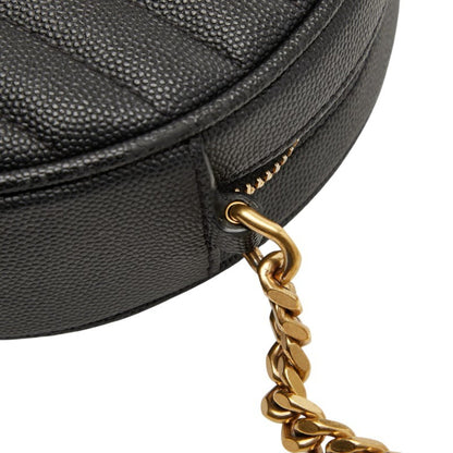 Saint Laurent Ysl Logo Vinyl Chain Shoulder Bag In Black Leather