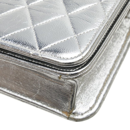 Chanel Matelasse Coco Mark Chain Shoulder Bag In Silver Leather