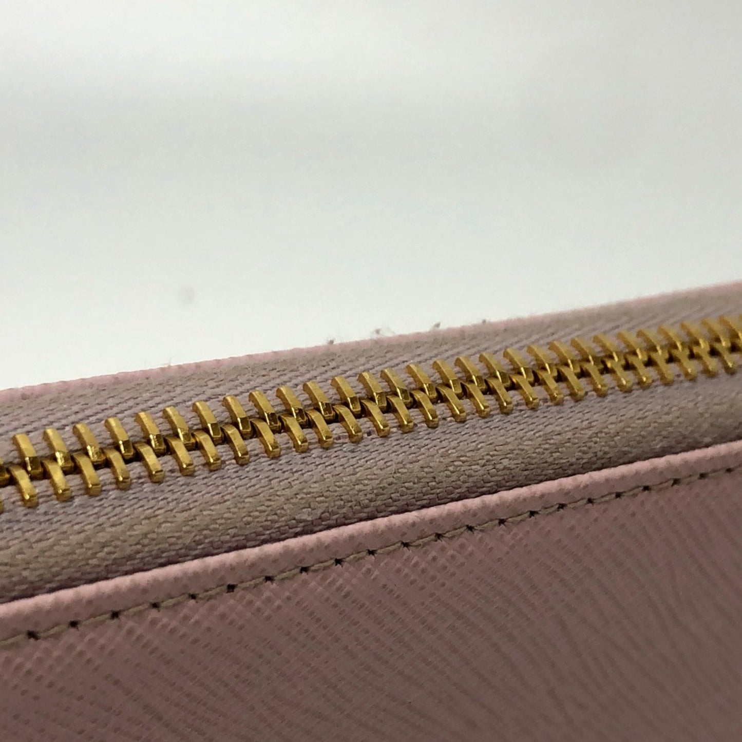 Prada 1Ml506 Logo Zip Around Long Wallet Pink Goldhardware