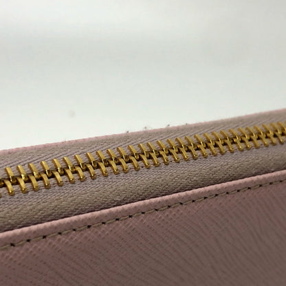 Prada 1Ml506 Logo Zip Around Long Wallet Pink Goldhardware