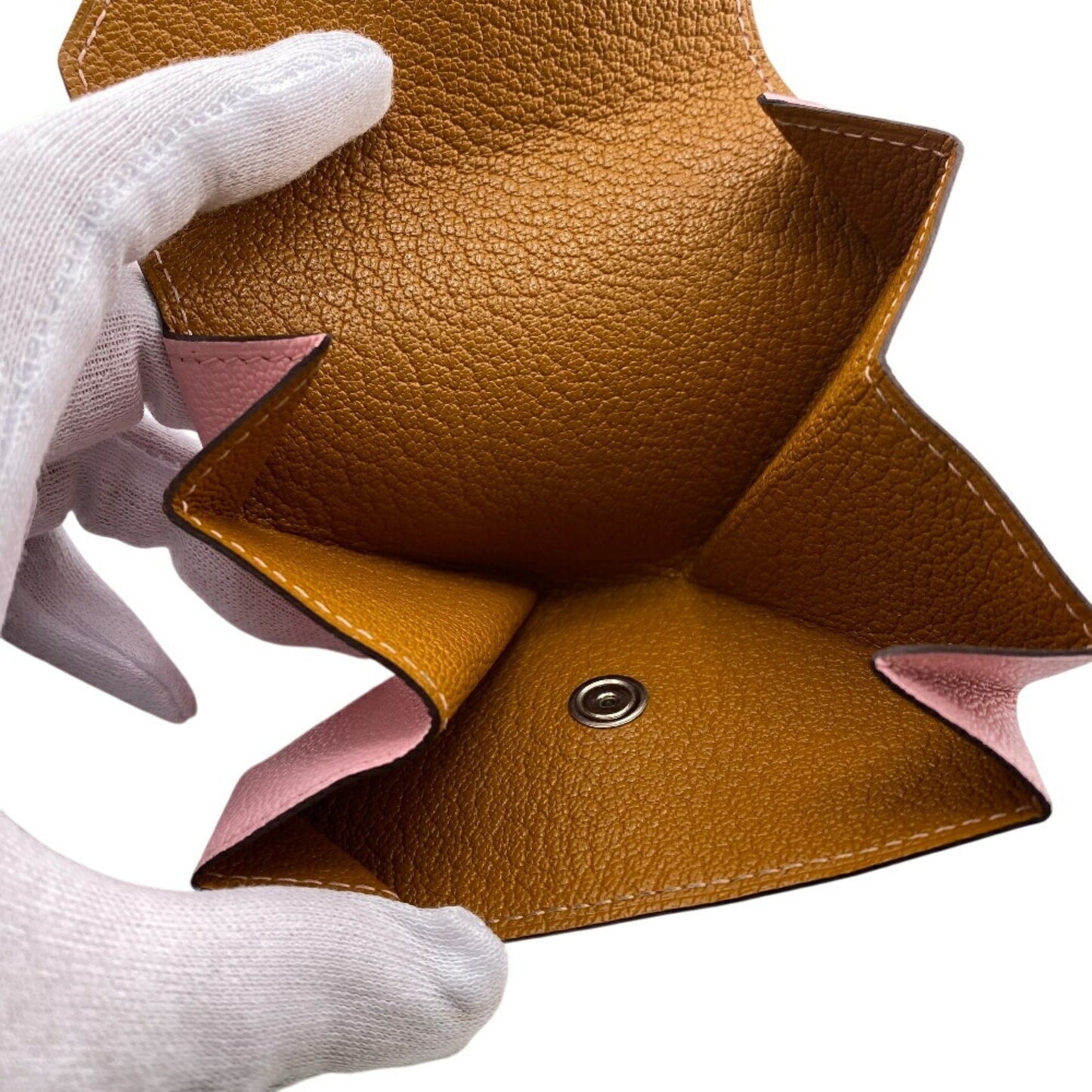 Hermes Levain Quatre Verso Compact Wallet Coin Case Pink