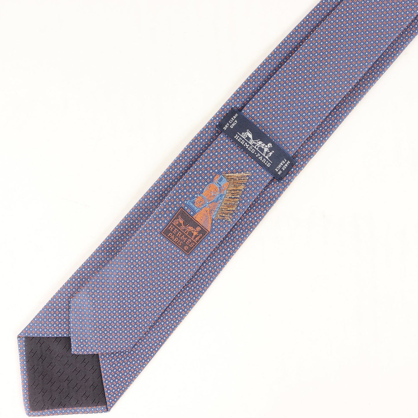 Hermes Mega Chariot H-Patterned Silk Tie (339098T) Featuring A Three-Dimensional Horse Mane Design