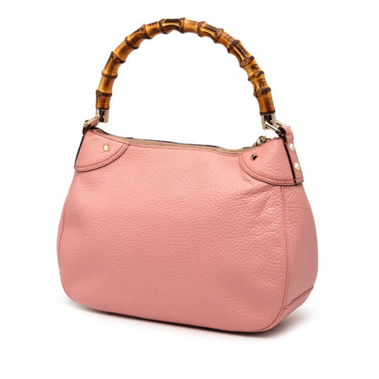 Gucci Bamboo One-Shoulder Bag Handbag 137383 Pink Brown Leather