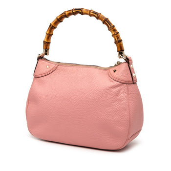 Gucci Bamboo One-Shoulder Bag Handbag 137383 Pink Brown Leather