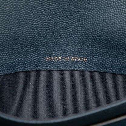 Chanel Matelasse Coco Mark Long Wallet Blue Caviar Leather