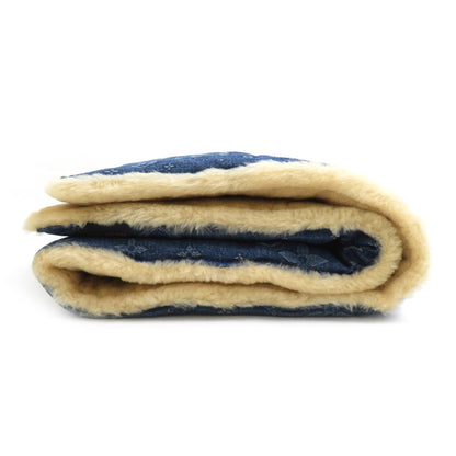 Louis Vuitton Louis Vuitton Stole/Scarf Echarpe Shearling Denim Cotton Sheepskin Blue Beige