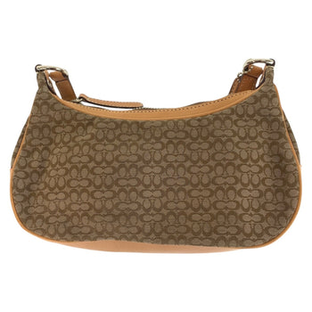 Coach Mini Signature Beige Silver Hardware Canvas Leather Shoulder Bag Pochette