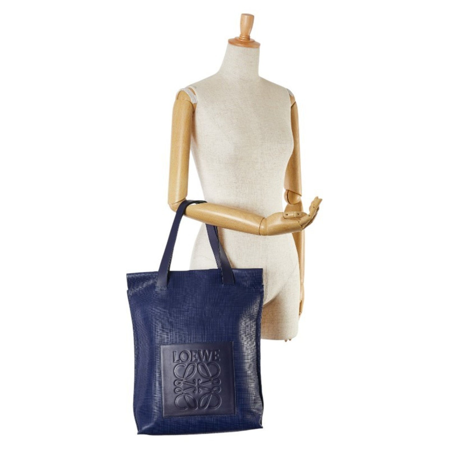 Loewe Anagram Tote Bag Shoulder Navy Leather