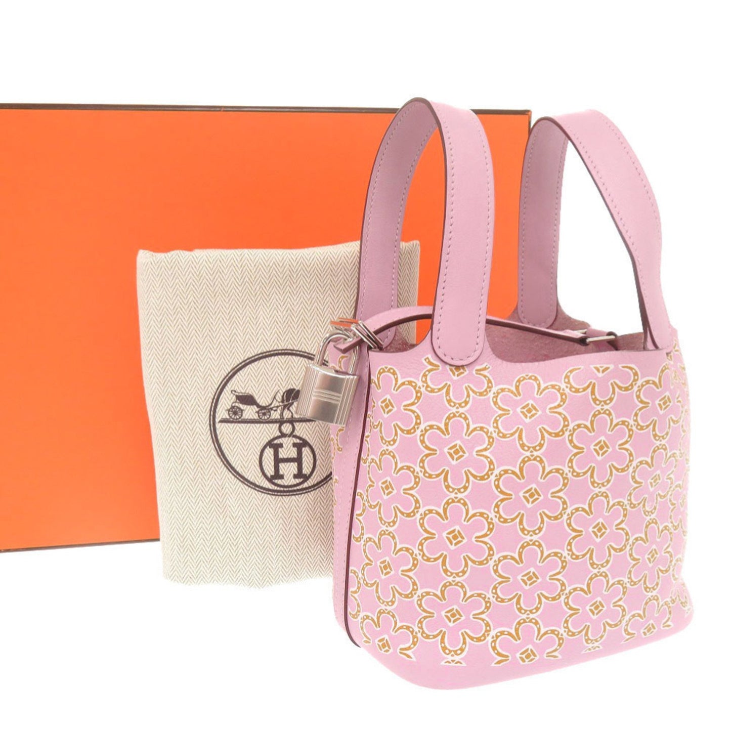 Herms Picotin Lock Micro Lucky Daisy Handbag In Swift Leather